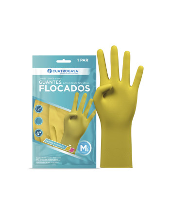 GUANTES MENAJE FLOCADO AMARILLO T/G PAR