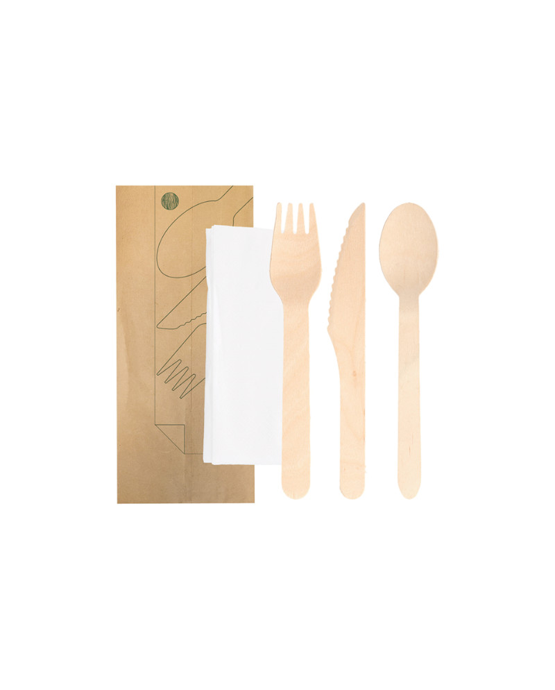 SET CUBIERTOS+SERVILLETA ENFUNDADOS KRAFT P/100