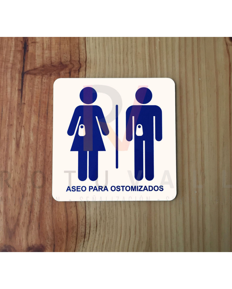 CARTEL ALUMINIO BAÑO OSTOMIZADO 15X15 UD