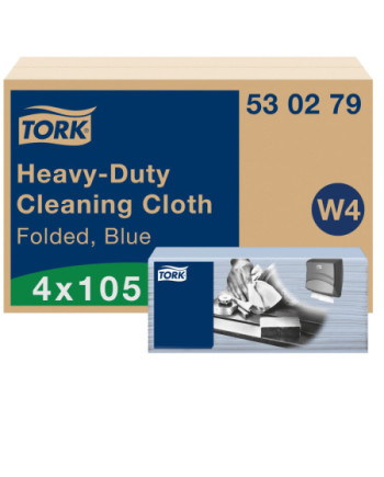 Tork Paño de Limpieza Ultrarresistente Azul W4, Resistente y absorbente, 4 x 105 paños, 530279