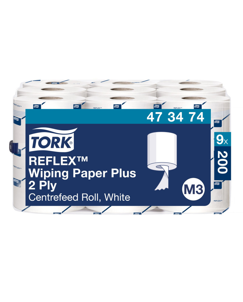 Tork Reflex™ Papel de Secado Extra Blanco M3, Papel multiusos, 9 × 200 servicios, 473474
