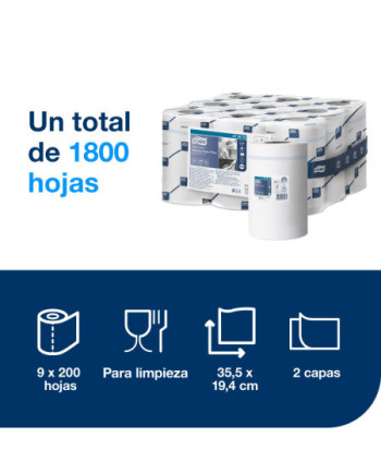 Tork Reflex™ Papel de Secado Extra Blanco M3, Papel multiusos, 9 × 200 servicios, 473474