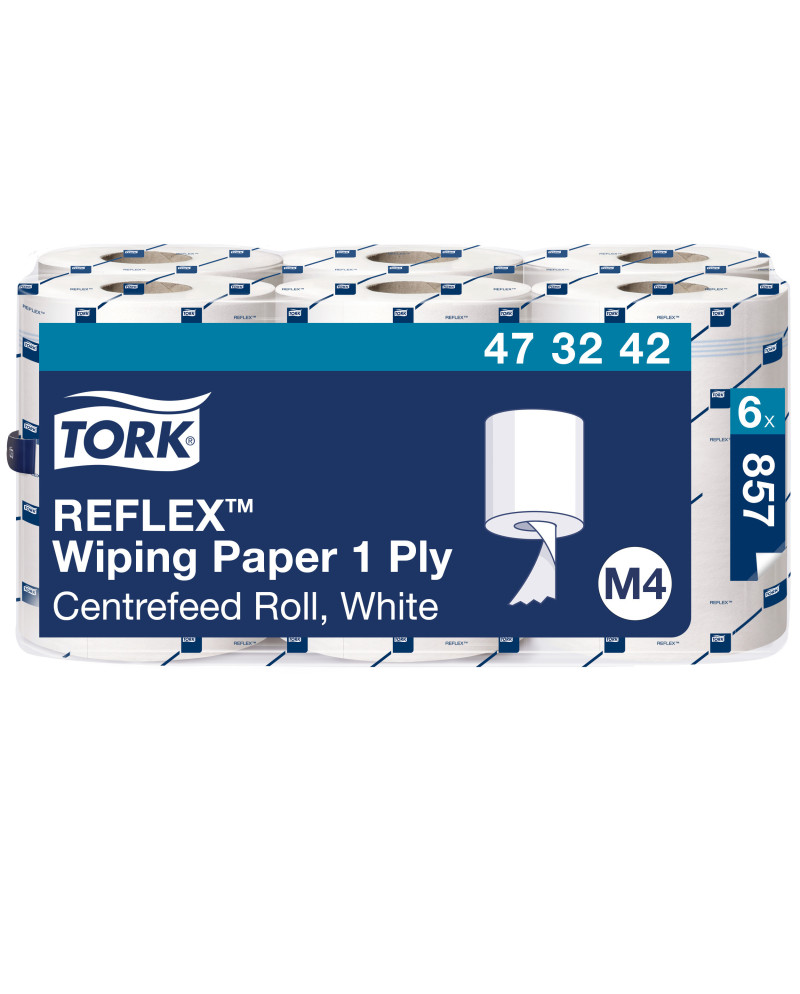 Tork Reflex™ Papel de Secado Blanco M4, Papel multiusos, 6 × 857 servicios, 473242