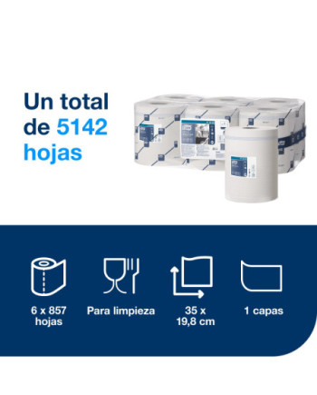 Tork Reflex™ Papel de Secado Blanco M4, Papel multiusos, 6 × 857 servicios, 473242