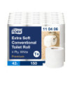 Tork Papel Higiénico Convencional Extrasuave, 4 capas, Blanco T4, Premium, 42 × 150 hojas, 110406