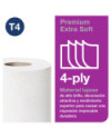 Tork Papel Higiénico Convencional Extrasuave, 4 capas, Blanco T4, Premium, 42 × 150 hojas, 110406
