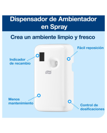 Tork Dispensador de Ambientador en Espray Blanco A1, Recambios de reposición rápida, línea Elevation, 562000