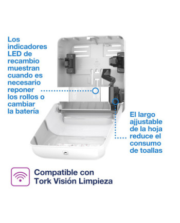 Tork Matic® Dispensador Automático de Toallas de Mano en Rollo Blanco H1, Dispensación una a una, Línea Elevation, 551100