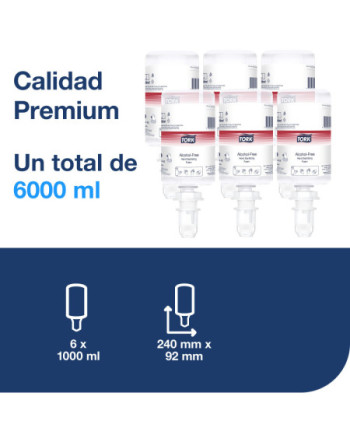 Tork Desinfectante de Manos en Espuma sin Alcohol S4, Dermatológicamente probado, 6 × 1000 ml, 520402