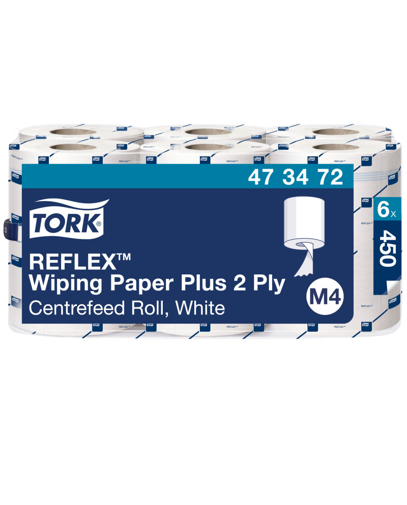 Tork Reflex™ Papel de Secado Extra Blanco M4, SmartCore®, 6 × 450 servicios, 473472