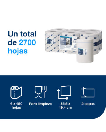 Tork Reflex™ Papel de Secado Extra Blanco M4, SmartCore®, 6 × 450 servicios, 473472