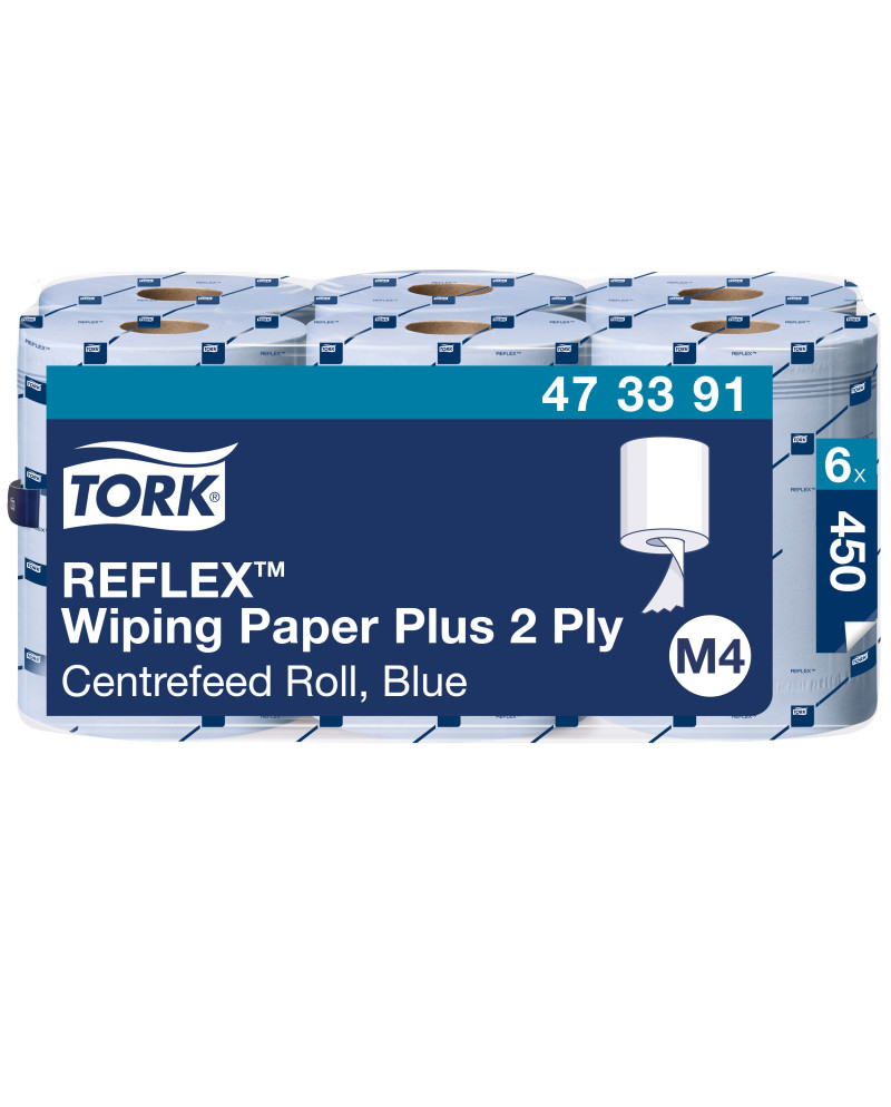 Tork Reflex™ Papel de Secado Extra Azul M4, SmartCore®, 6 × 450 servicios, 473391