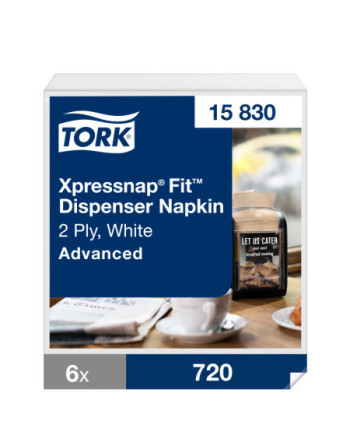 Tork Xpressnap Fit® Servilleta Blanca para Dispensador N14, 2 capas, 6 x 720 unidades, 15830