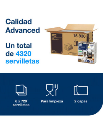 Tork Xpressnap Fit® Servilleta Blanca para Dispensador N14, 2 capas, 6 x 720 unidades, 15830