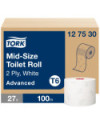 Tork Mid-size Rollo de Papel Higiénico Advanced T6, Blanco, 2 capas, 27 rollos, 127530