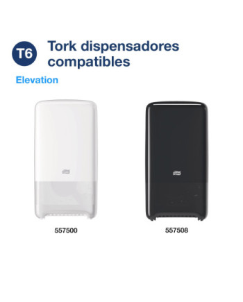 Tork Mid-size Rollo de Papel Higiénico Advanced T6, Blanco, 2 capas, 27 rollos, 127530