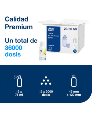 Tork Ambientador en Spray Cítrico A1, Configuración flexible, 12 recambios, 236050