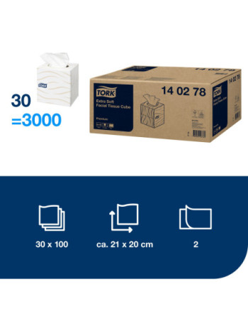 Tork pañuelos faciales extrasuaves en cubo Premium