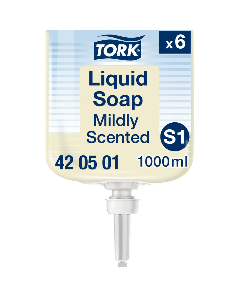 Tork Esencia Suave Jabón Líquido para Lavado de Manos S1, Aroma fresco, 6 × 1000 ml, 420501