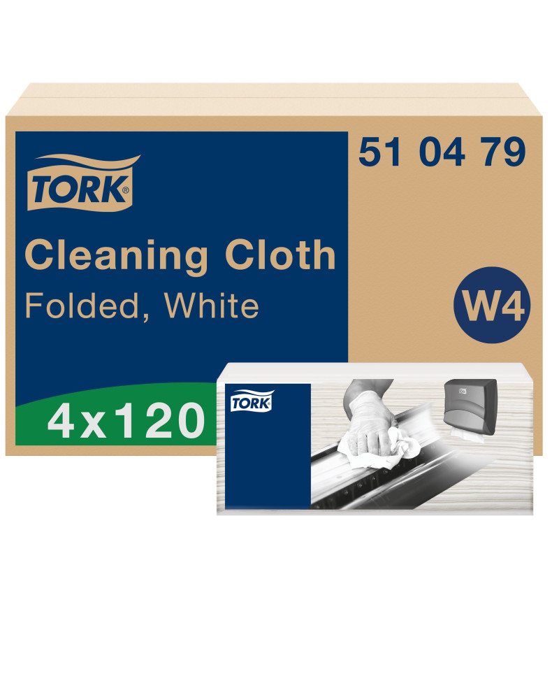 Tork Paño de Limpieza Blanco W4, Paño flexible, 4 × 120 unidades, 510479