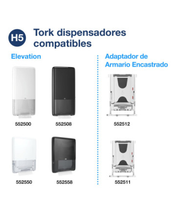 Tork PeakServe® Toallas de Mano de Papel en Continuo Blanco H5, Universal, Comprimidas, 12 × 410 hojas, 100585