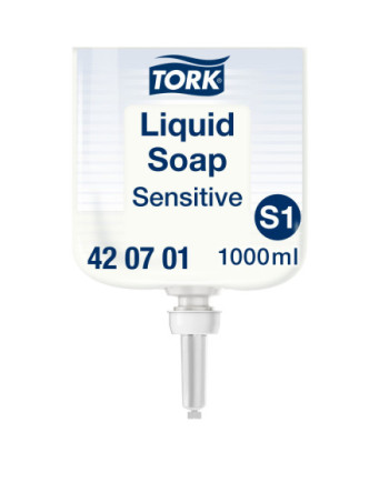 Tork Sensitive Jabón Líquido para Lavado de Manos S1, Dermatológicamente probado, 6 × 1000 ml, 420701