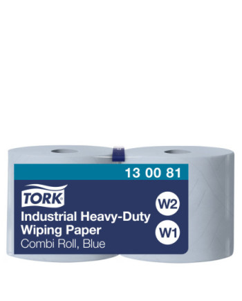 Tork Papel de Secado Industrial Ultrarresistente Azul W1/2, Protege las manos, 2 × 350 Servicios, 130081