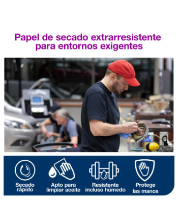 Tork Papel de Secado Industrial Ultrarresistente Azul W1/2, Protege las manos, 2 × 350 Servicios, 130081