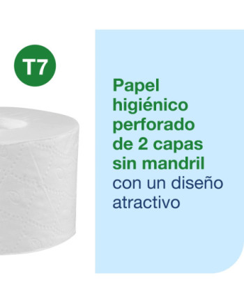 Tork OptiServe® Papel Higiénico sin Madril Blanco T7, Advanced, 2 capas, 24○×○820 hojas, 472630