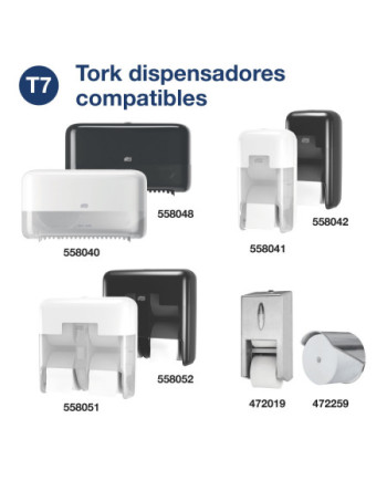 Tork OptiServe® Papel Higiénico sin Madril Blanco T7, Advanced, 2 capas, 24○×○820 hojas, 472630