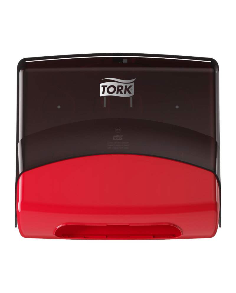 Tork Dispensador de Paños Plegados Rojo y Negro W4, Montaje en pared, Línea Performance, 654008