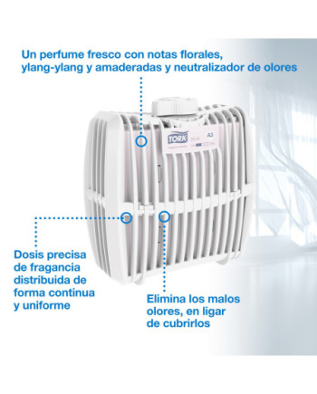 Tork Ambientador Constante con Recambio de Fragancia Brisa A3, Neutralizador de malos olores, 6 recambios, 257010