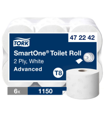 Tork SmartOne® Papel Higiénico Blanco T8, Advanced, 2 capas, 6 × 1150 servicios, 472242