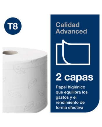 Tork SmartOne® Papel Higiénico Blanco T8, Advanced, 2 capas, 6 × 1150 servicios, 472242