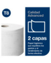 Tork SmartOne® Papel Higiénico Blanco T8, Advanced, 2 capas, 6 × 1150 servicios, 472242
