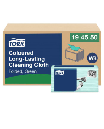 Tork Paño de Limpieza de Larga Duración Color Verde W8, Multiusos, 8 × 40 Paños, 194550