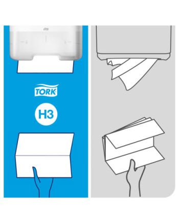 Tork Toalla de Mano de Papel Plegada en V Suave Blanco H3, 15 x 250 hojas, 290163