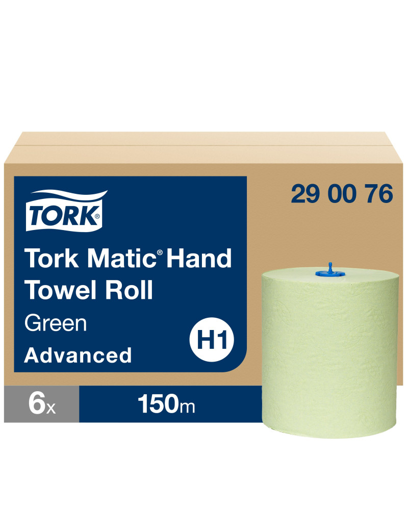 Tork Matic® Toalla de Mano de Papel Verde en Rollo Advanced H1, Advanced, 6 rollos × 150 m, 290076