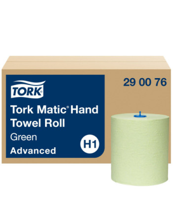 Tork Matic® Toalla de Mano de Papel Verde en Rollo Advanced H1, Advanced, 6 rollos × 150 m, 290076