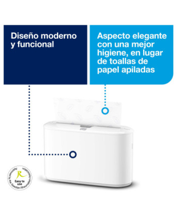 Tork Xpress® Dispensador de Toallas de Mano Entreplegadas Countertop Blanco H2, Dispensación hoja a hoja, 552200