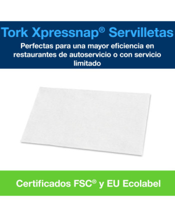 Tork Xpressnap® Servilleta Blanca para Dispensador N4, Universal, Plegado 1/4, 1 Capa, 1125 servilletas, 10840