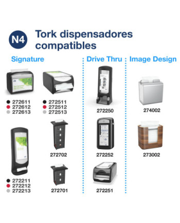 Tork Xpressnap® Servilleta Blanca para Dispensador N4, Universal, Plegado 1/4, 1 Capa, 1125 servilletas, 10840
