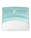 Tork Dispensador de Paños Plegados Blanco y Turquesa W4, Montaje en pared, Línea Performance, 654000
