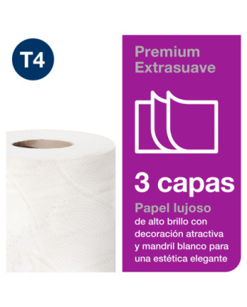 Tork Papel Higiénico Convencional Extrasuave Premium Blanco, 3 capas, 56 x 155 servicios, 110319