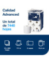 Tork SmartOne® Mini Papel Higiénico Blanco T9, Advanced, 2 capas, 12 × 620 servicios, 472193