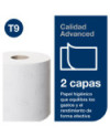 Tork SmartOne® Mini Papel Higiénico Blanco T9, Advanced, 2 capas, 12 × 620 servicios, 472193
