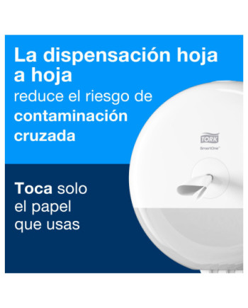 Tork SmartOne® Mini Papel Higiénico Blanco T9, Advanced, 2 capas, 12 × 620 servicios, 472193