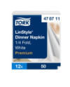 Tork LinStyle® Dinner Servilleta Premium Blanca, Plegado en 1/4, 12x50 Servilletas, 39 × 39 cm, 478711