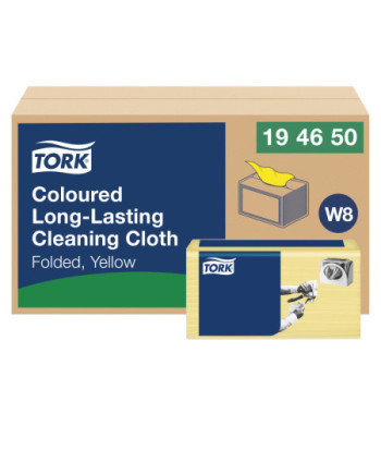 Tork Paño de Limpieza de Larga Duración Color Amarillo W8, Multiusos, 8 × 40 Paños, 194650