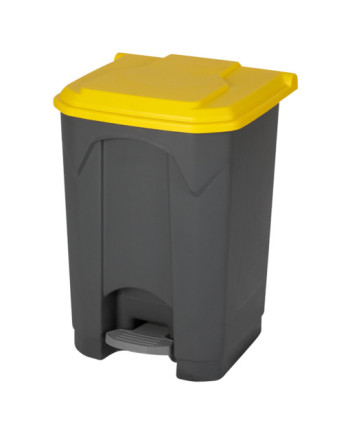 Contenedor Lytec 87 L gris con ruedas y tapa amarilla